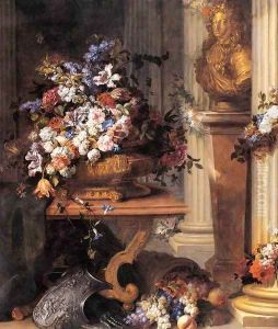 Flowers in a Gold Vase, Bust of Louis XIV, Horn of Plenty and Armour by Jean Baptiste Belin de Fontenay
