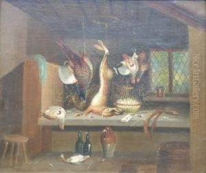A Game Larder With Pheasant, Partridge And Hare