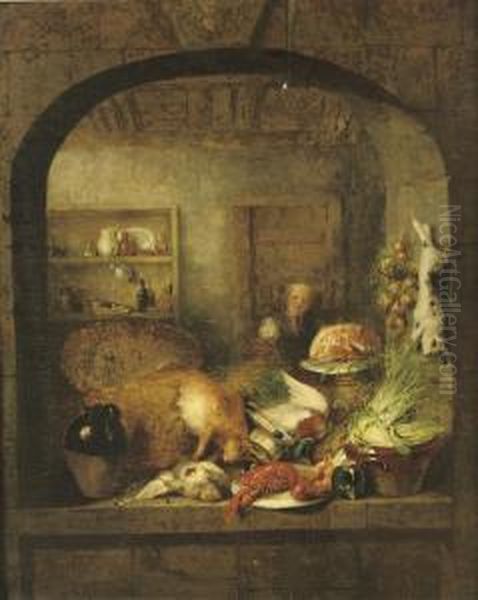A Kitchen Still Life With Lobster A Hare And Vegetables - view 1