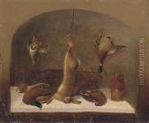 A Kitchen Still Life Within A Feigned Niche; And Another Similar by Benjamin Blake