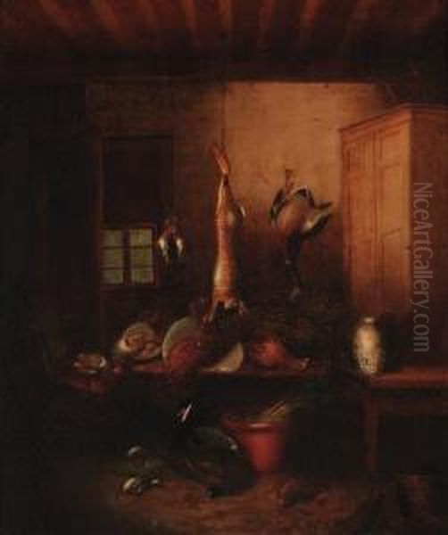 Dead Game Hanging In A Larder - view 1
