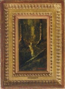Forest With Waterfall And Fallen Tree