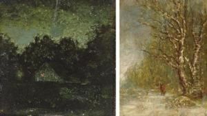 Night; And Winter Forest Scene With Woodcutter: Two Works by Ralph Albert Blakelock