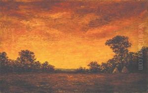 Indian Encampment At Sunset - view 1