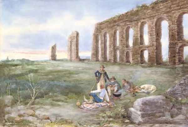 Lunchtime by an ancient aqueduct - view 1