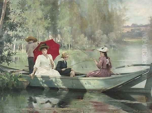Sommerlicher Angelausflug auf dem See 1892 - view 1