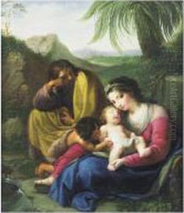 La Sainte Famille Avec Saint Jean-baptiste Dans Un Paysage by Louis Gabriel Blanchet