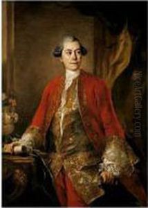 Portrait Of A Gentleman,
Possibly A Composer, Three-quarter Length Standing, In An Elegant
Interior by Louis Gabriel Blanchet