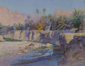 Baignade A El-kantara by Jules Blancpain
