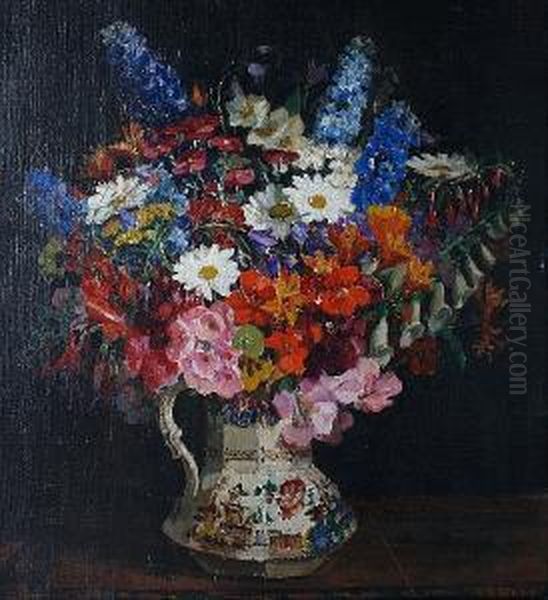 Summer Flowers In An Ironstone Jug - view 1