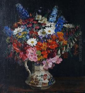 Summer Flowers In An Ironstone Jug by Emily Beatrice Bland