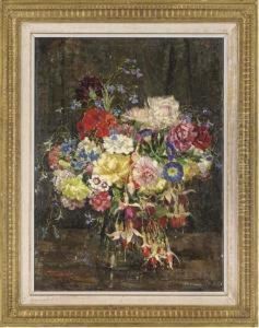Fuschias And Other Flowers In A Vase by Emily Beatrice Bland