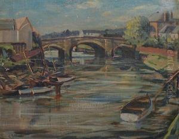 River Scene With Bridge And Boats. - view 1