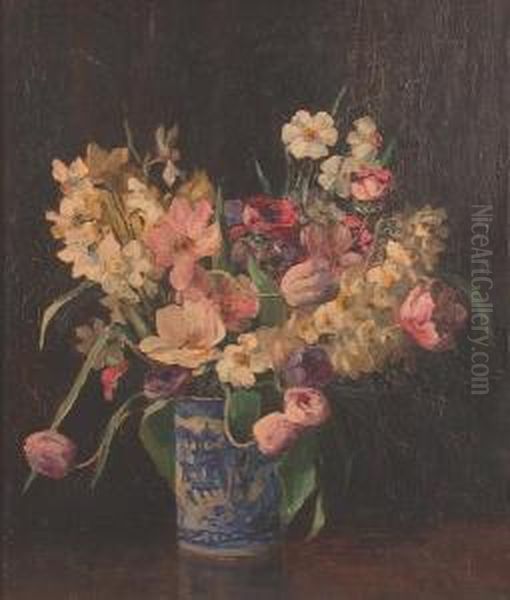Tulips And Daffodils In A Vase - view 1