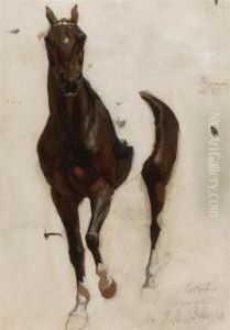 Boceto Para El Caballo De La Revista De Santos by Juan Manuel Blanes