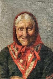 Anciana Con Panuelo Rojo