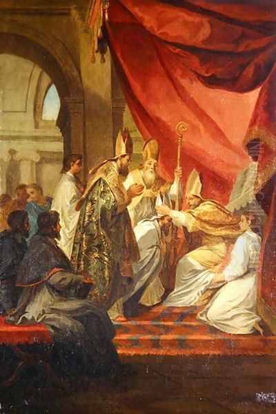 St. Augustine (ordained as the Bishop of Hippo, study for the decoration in the Invalides) 1702 - view 1