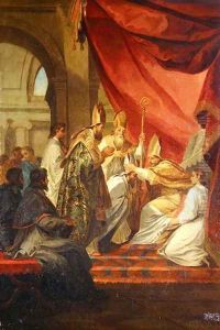 St. Augustine (ordained as the Bishop of Hippo, study for the decoration in the Invalides) 1702 by Louis de, the Younger Boulogne
