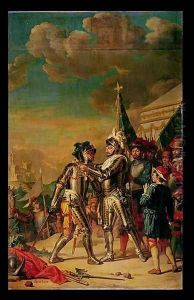Henri II (1519-59) Giving the Chain of the Order of Saint-Michel to Gaspard de Saulx Count of Tavannes, after the Battle of Renty, 13th August 1554, 1789 by Nicolas Guy Brenet