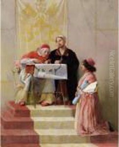 Bramante Presentant Les Plans De Saint-pierre Du Vatican Aupape by Edwin Howland Blashfield