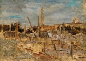 Abbau Der Weltausstellungsgebaude Im Prater by Tina Blau