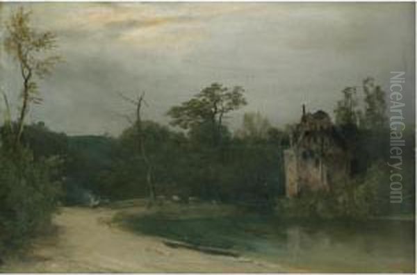Waldlandschaft Mit Schloss Am Wasser (castle In A Wooded Landscape) - view 1