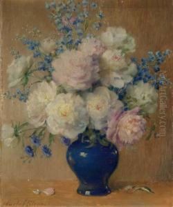 Still Life With Peonies, Delphinium And Aster
