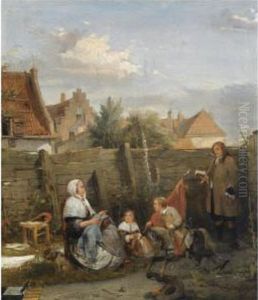 A Family Gathering On A Sunny Afternoon by David Bles