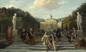 Elegant Group In A Park.