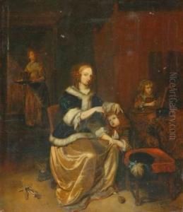 Mother And Children In An Interior