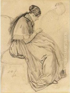 A Lady Mending; A Lady Drawing