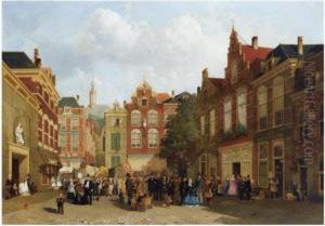 The Daily Market On The Groenmarkt With The St. Jacobskerk Inthe Back, The Hague by Joseph Bles