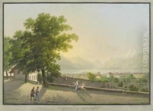 Aussicht Von Vevay Uber Den Genferseeaufgenommen Bey Der Kirche St. Martin by Johann Heinrich Bleuler I