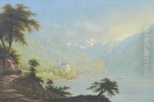 Blick Auf Brienz Mit Kirche Und Brienzersee.