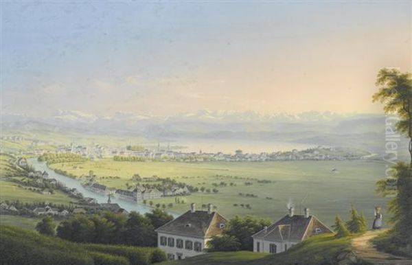 Zurich Von Der Waid Mit Blick Uber Diestadt Und Den See Auf Die Gebirgskette - view 1