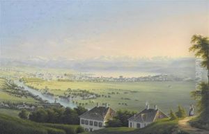 Zurich Von Der Waid Mit Blick Uber Diestadt Und Den See Auf Die Gebirgskette