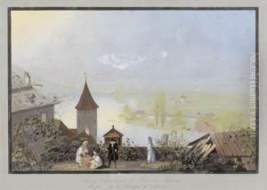 Le Niesen Et Le Lac De Thun./vue Prise De La Terasse...