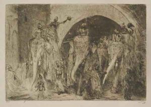 Procession with elephants by Marius Bauer