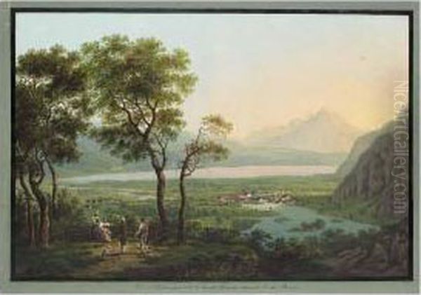 Vue D'unterseen Vers Le Lac De Thoune Dans Le Ct. De Berne - view 1