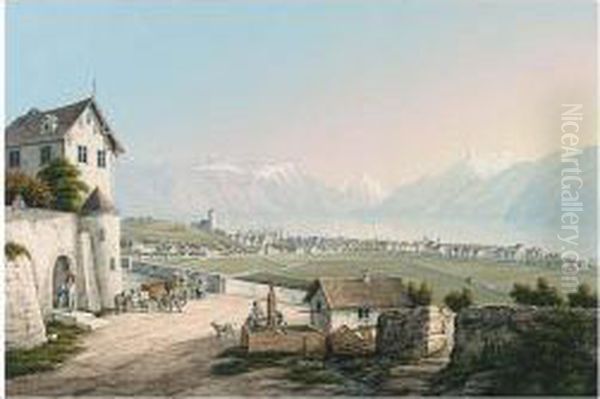"vue De Vevay Et De Ses Environs"; "well Et Wetterhorn" - view 1