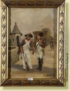 Soldats Sur Les Remparts by Albert Bligny