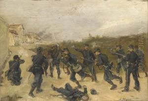 French Soldiers Storming A Town by Albert Bligny