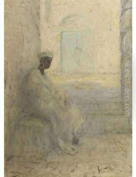 An Arabian woman sitting in the shade - view 1