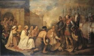 The Meeting Of Pope Leo The Great And Attila by Hendrick Bloemaert