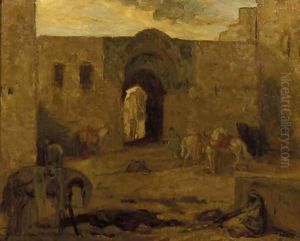 Binnenplaats Constantinopel horses in a courtyard