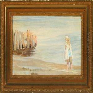 Young Girl On The Beach,smidstrup by Gerhard Lichtenberg Blom