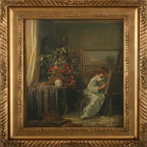 Interior With The Paintergerda Srom At A Easel