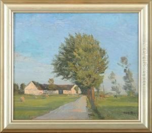 Danish Summer Landscape With A Farm by Gerhard Lichtenberg Blom