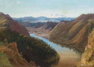 Whanganui River With Ruapehu Beyond by Charles Blomfield