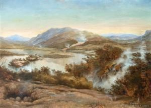 Rotomahana From The Intermittent Geysers Ofterahoparatarangi by Charles Blomfield